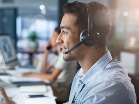 Man in a call centre